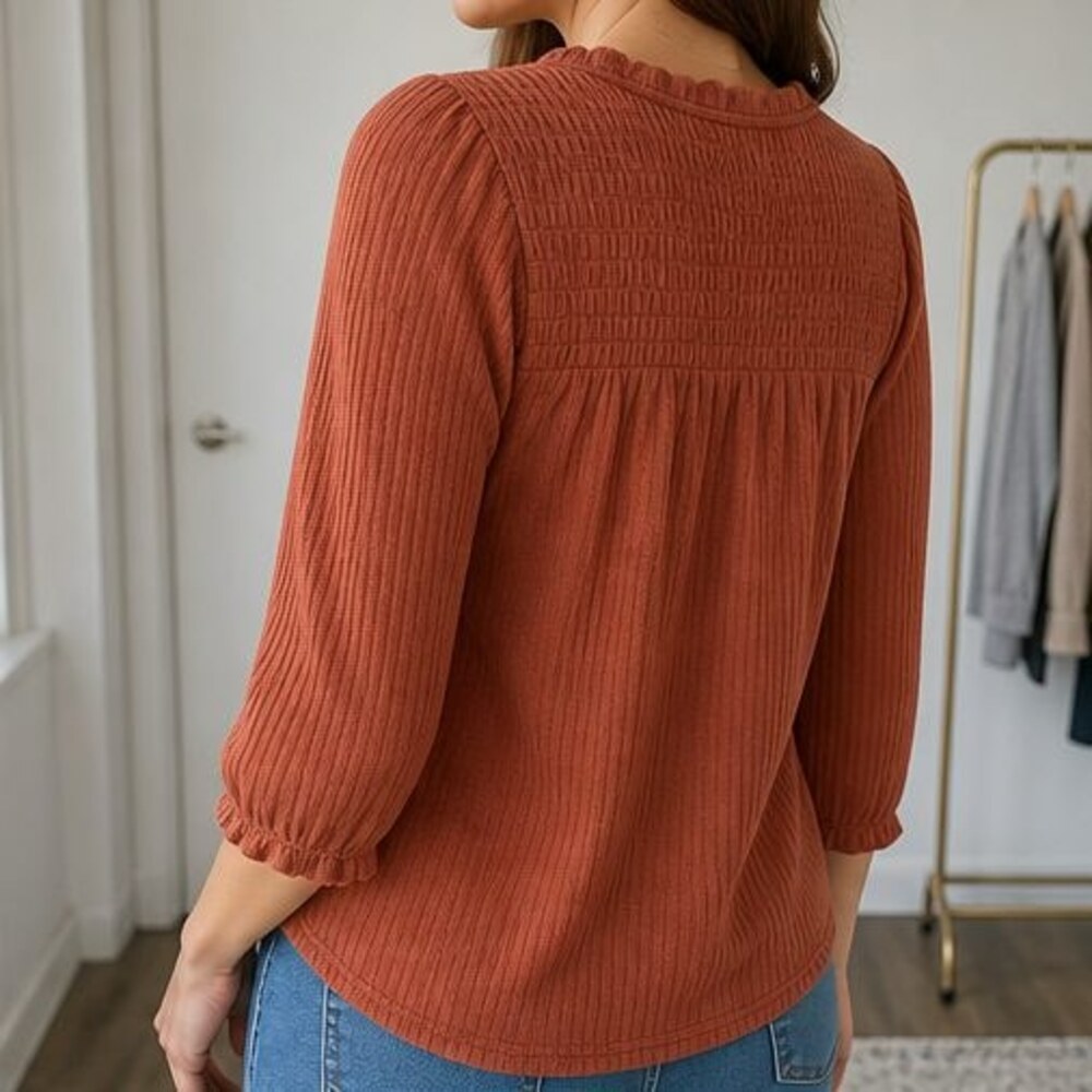 Rust Smocked Top - Picture 3 of 6